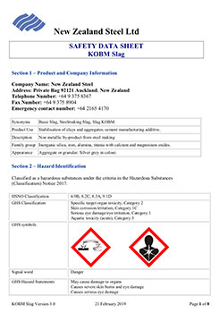 Safety Data Sheet KOBM Slag