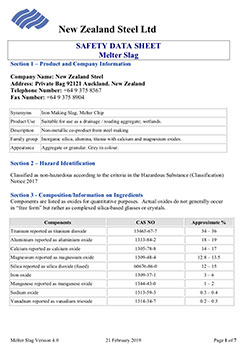 Safety Data Sheet Melter Slag